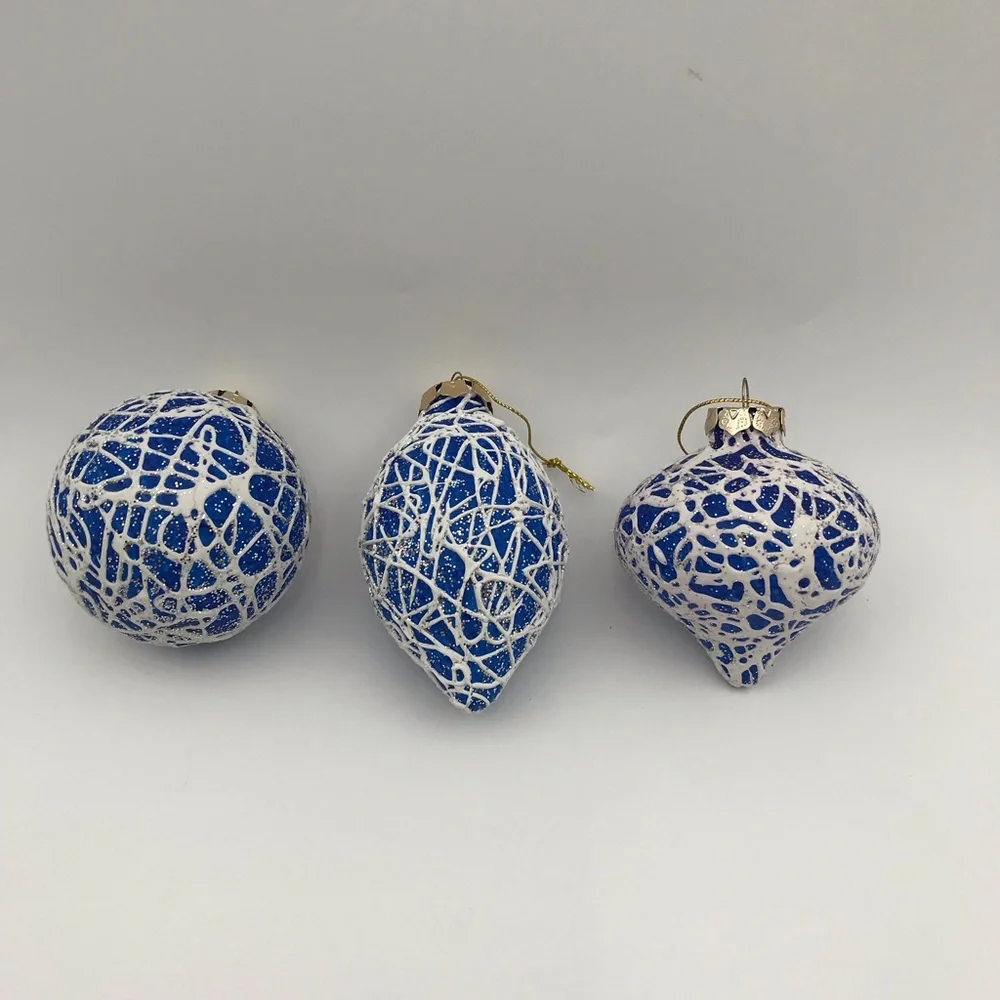 Crate and Barell blue white and sparkle ornaments